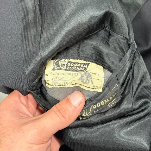 Vintage Bespoke 1961 Blazer Jacket Wool Heavyweight Sport Coat Black 46R - Picture 10 of 10